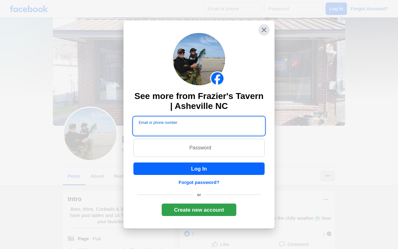 Frazier's Tavern — screenshot of their official website