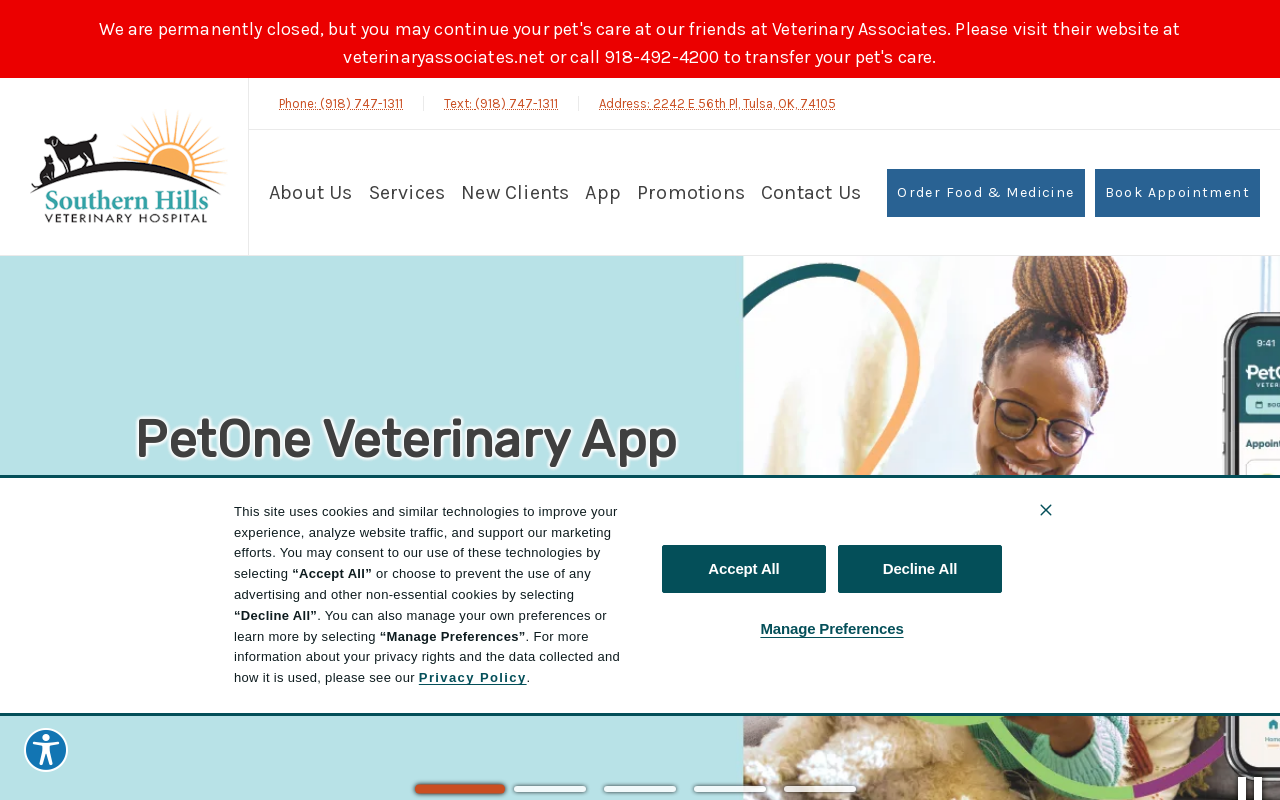 Southern Hills Veterinary Hospital — screenshot of their official website
