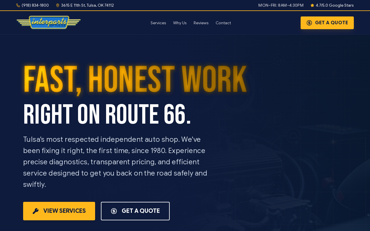 Interparts of Tulsa — screenshot of their official website
