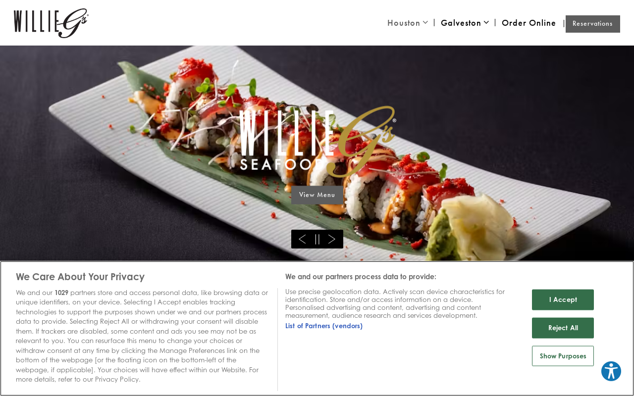 Willie G's Seafood — screenshot of their official website