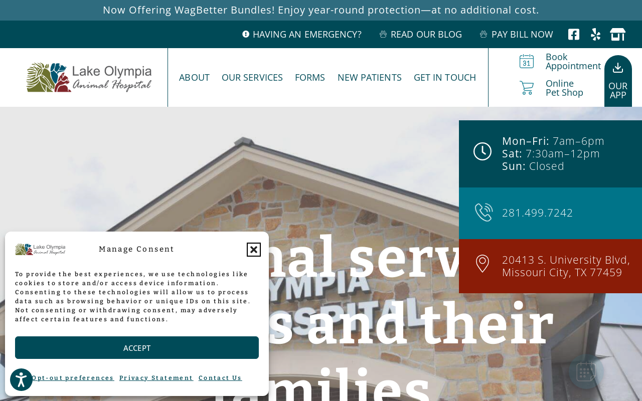 Lake Olympia Aminal hostpital — screenshot of their official website
