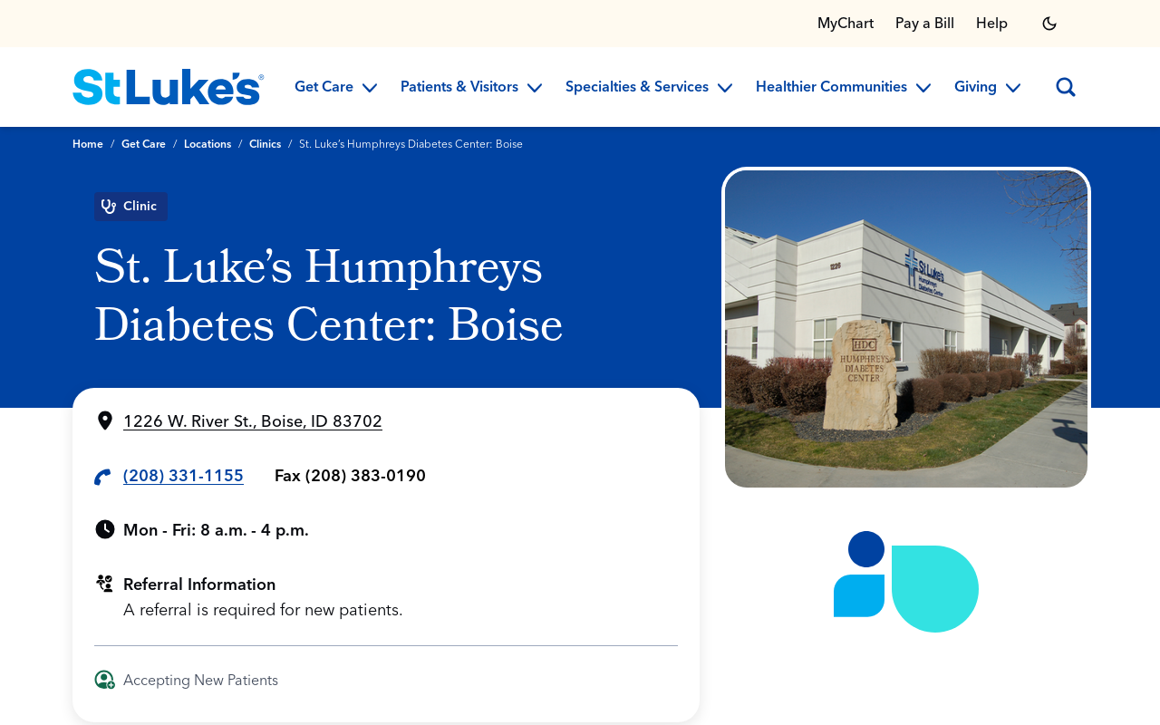 St. Luke's Humphreys Diabetes Center — screenshot of their official website