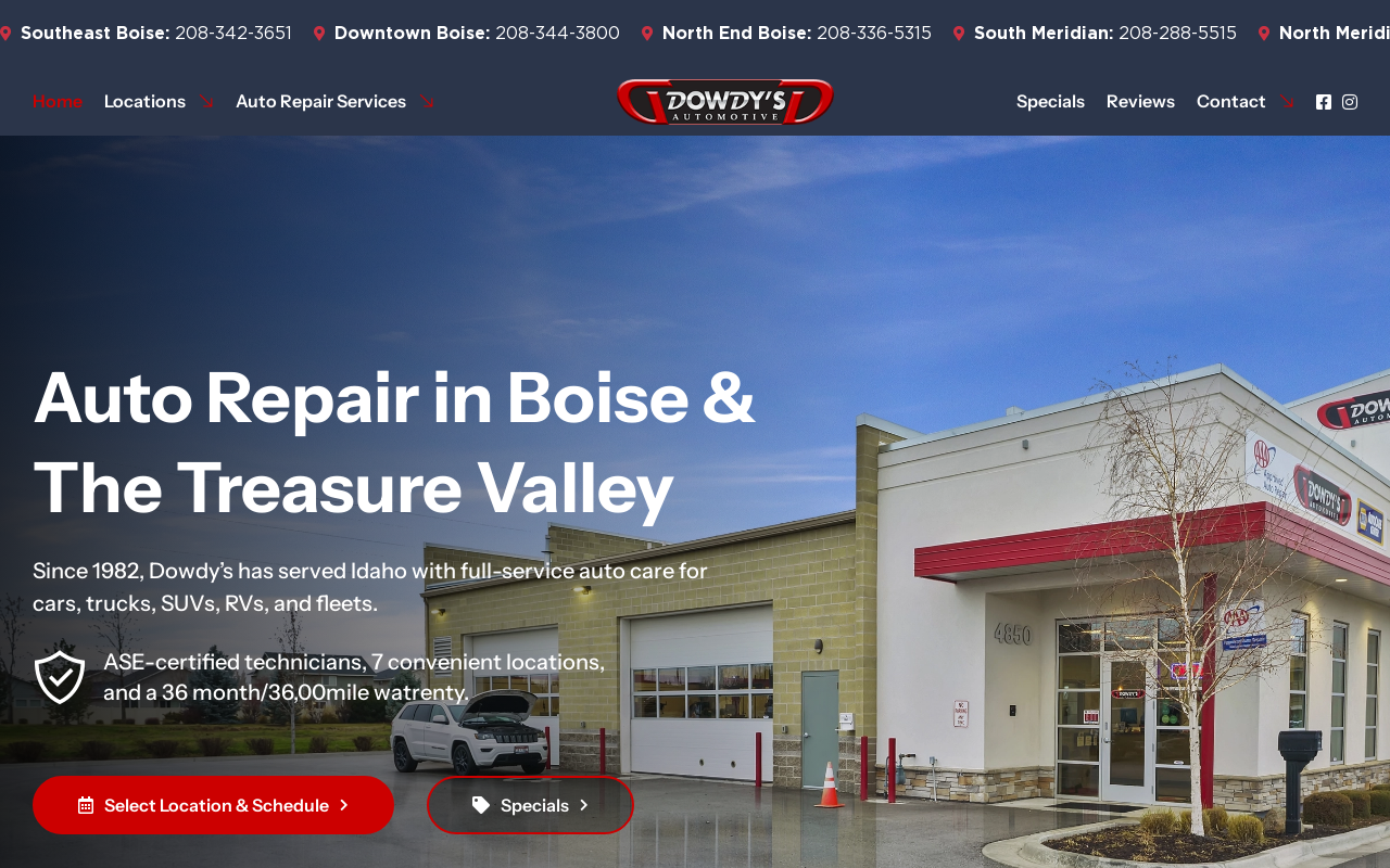 Dowdy's Automotive Car Care — screenshot of their official website