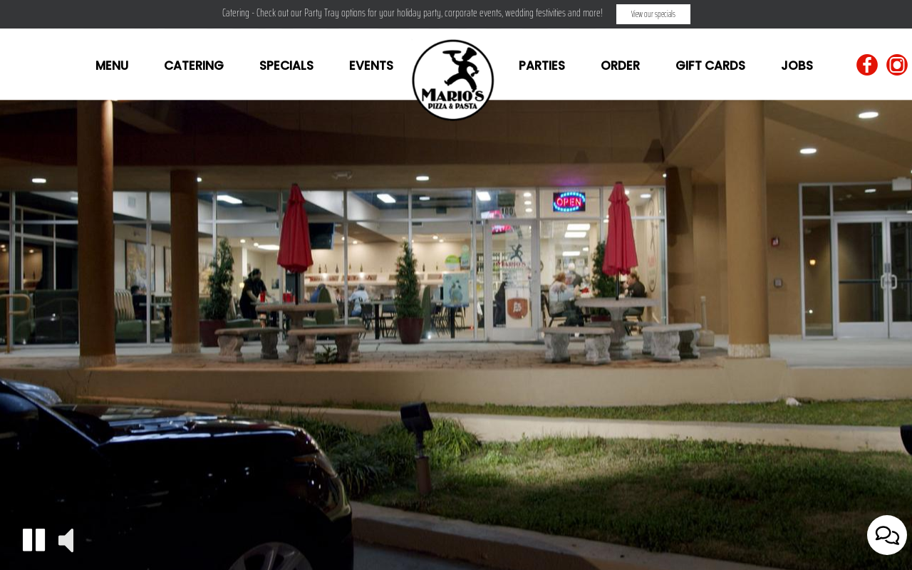 Mario's Flying Pizza — screenshot of their official website