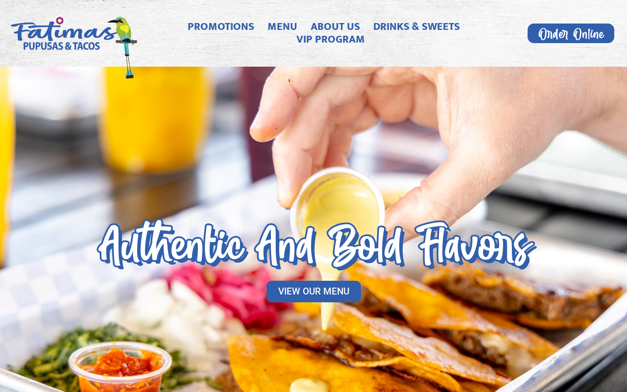 Fatimas Pupusas and Tacos — screenshot of their official website