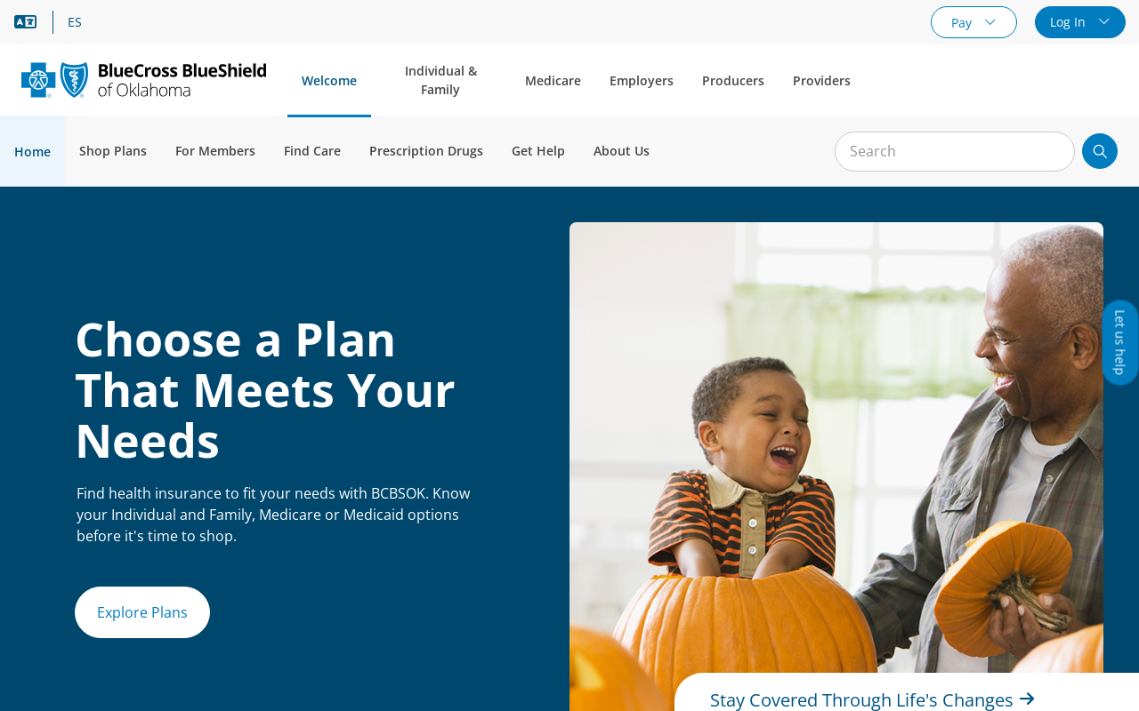 Blue Cross Blue Shield of Oklahoma — screenshot of their official website