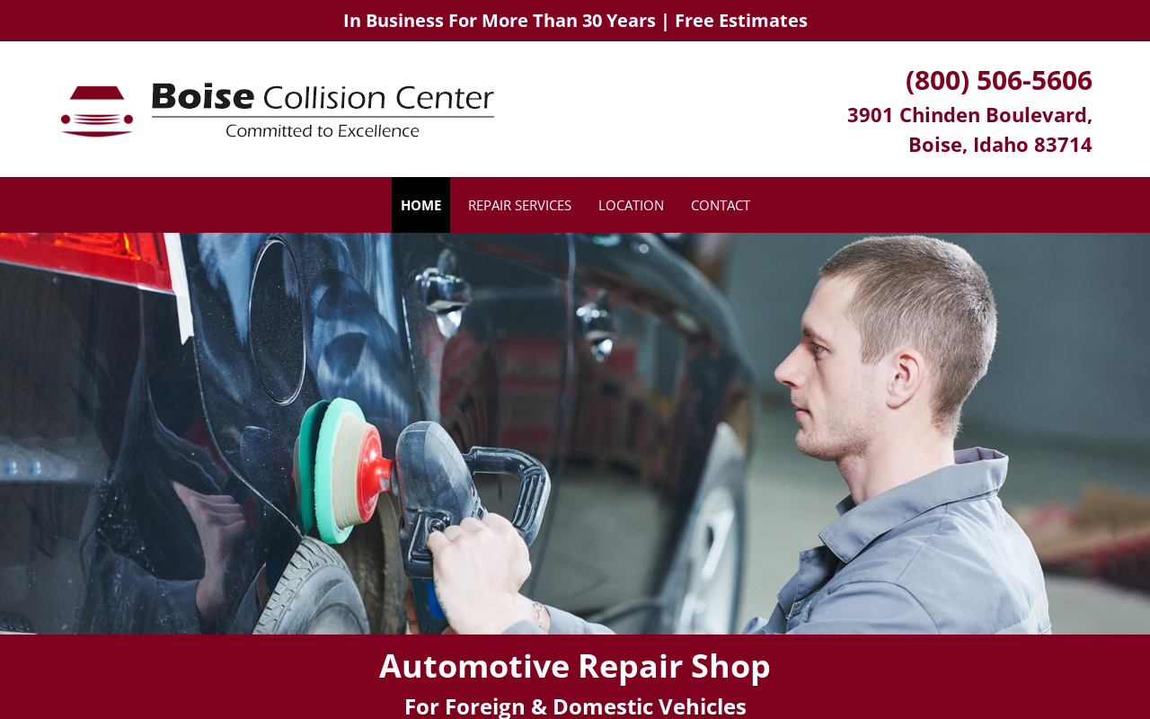 Boise Collision Center — screenshot of their official website