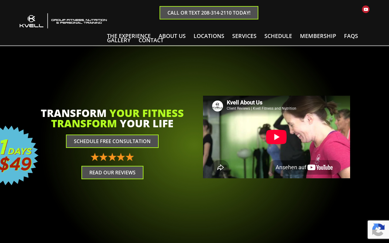 Kvell Fitness & Nutrition — screenshot of their official website