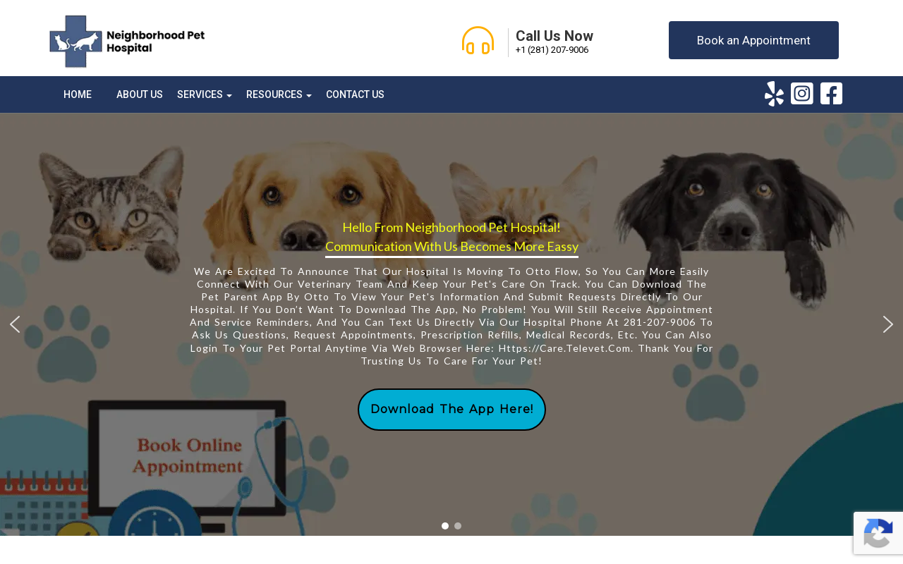 Neighborhood Pet Hospital — screenshot of their official website