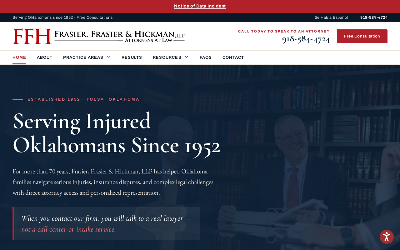 Frasier, Frasier & Hickman LLP — screenshot of their official website