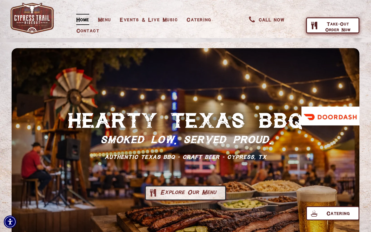 Cypress Trail Hideout — screenshot of their official website