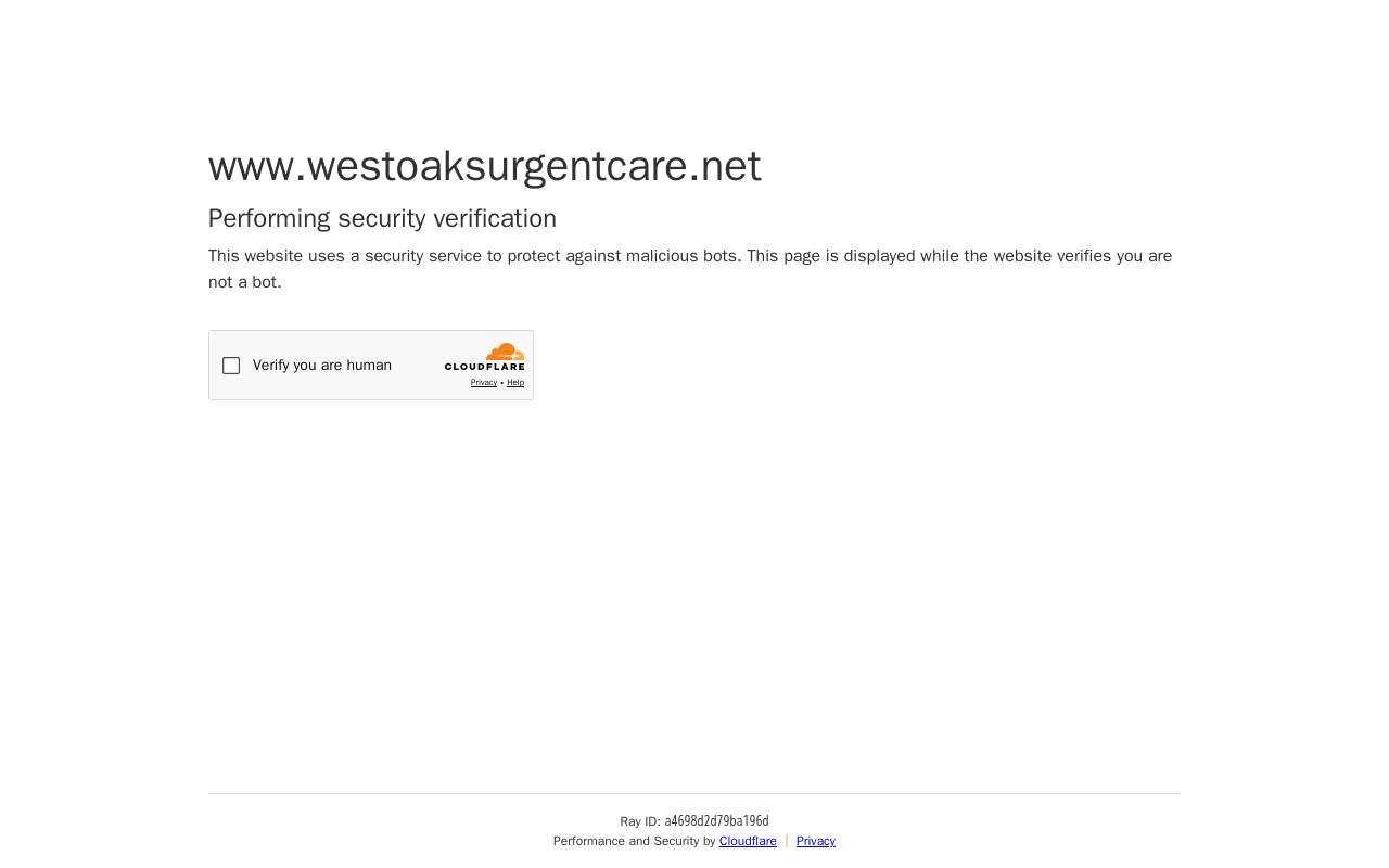 West Oaks Urgent Care — screenshot of their official website