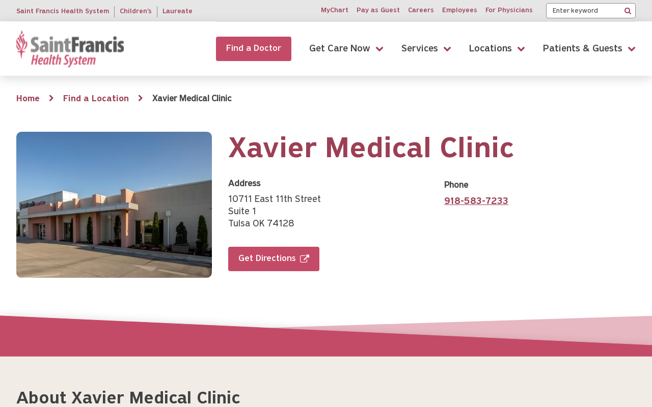 Saint Francis Xavier Clinic — screenshot of their official website