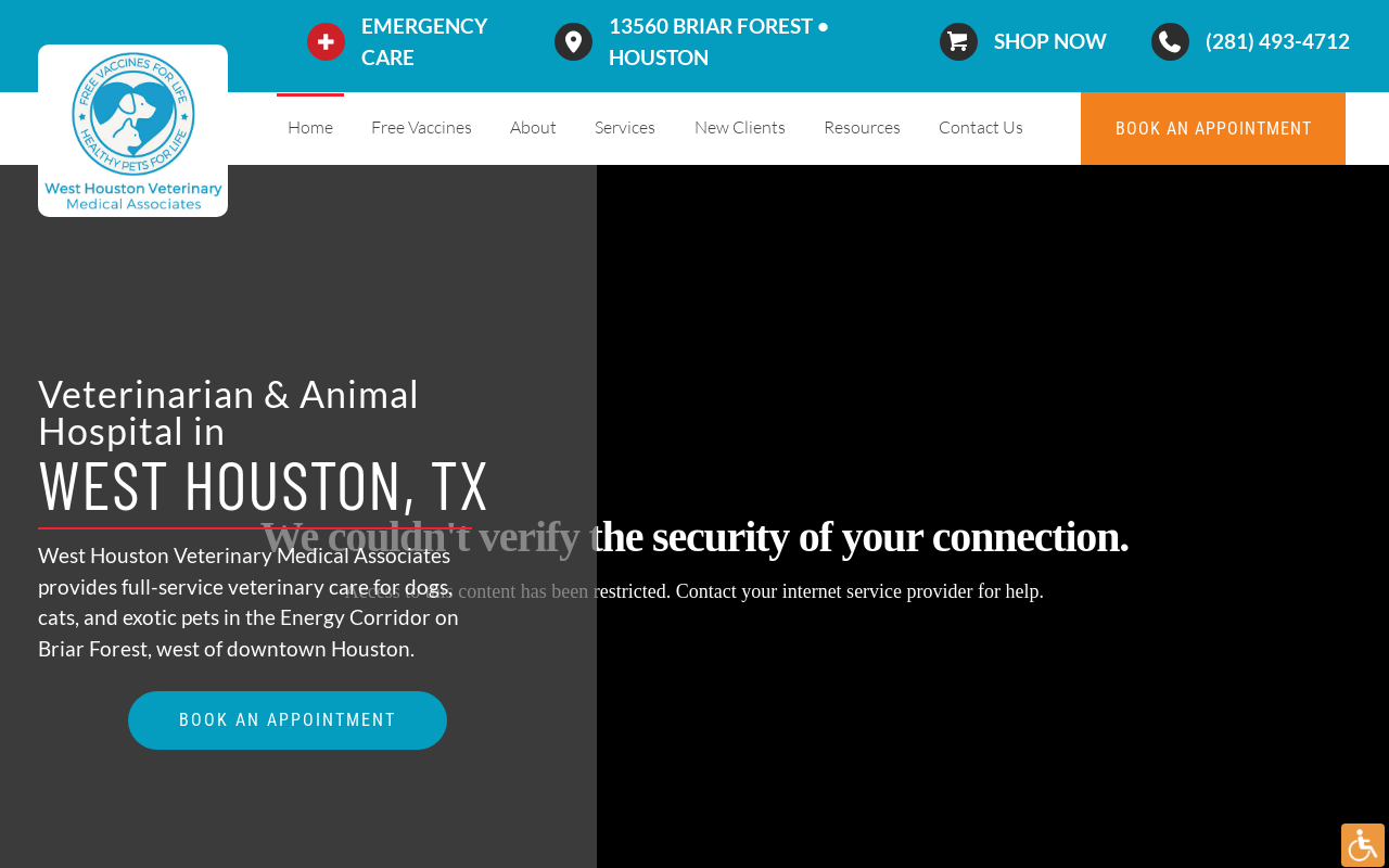 West Houston Veterinary Medical Associates — screenshot of their official website