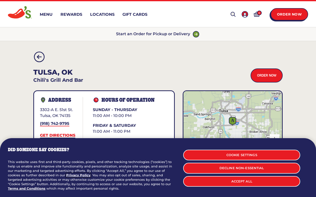 Chili's — screenshot of their official website