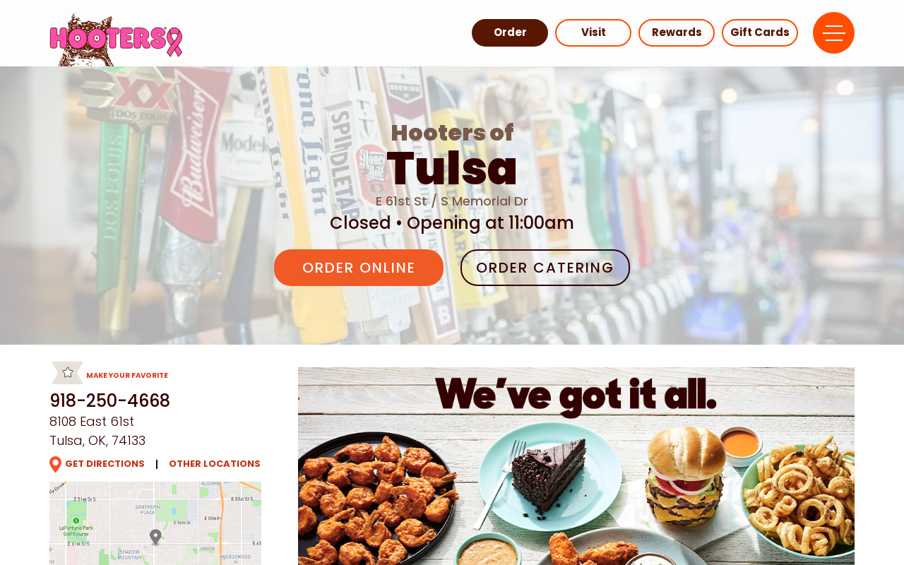 Hooters — screenshot of their official website