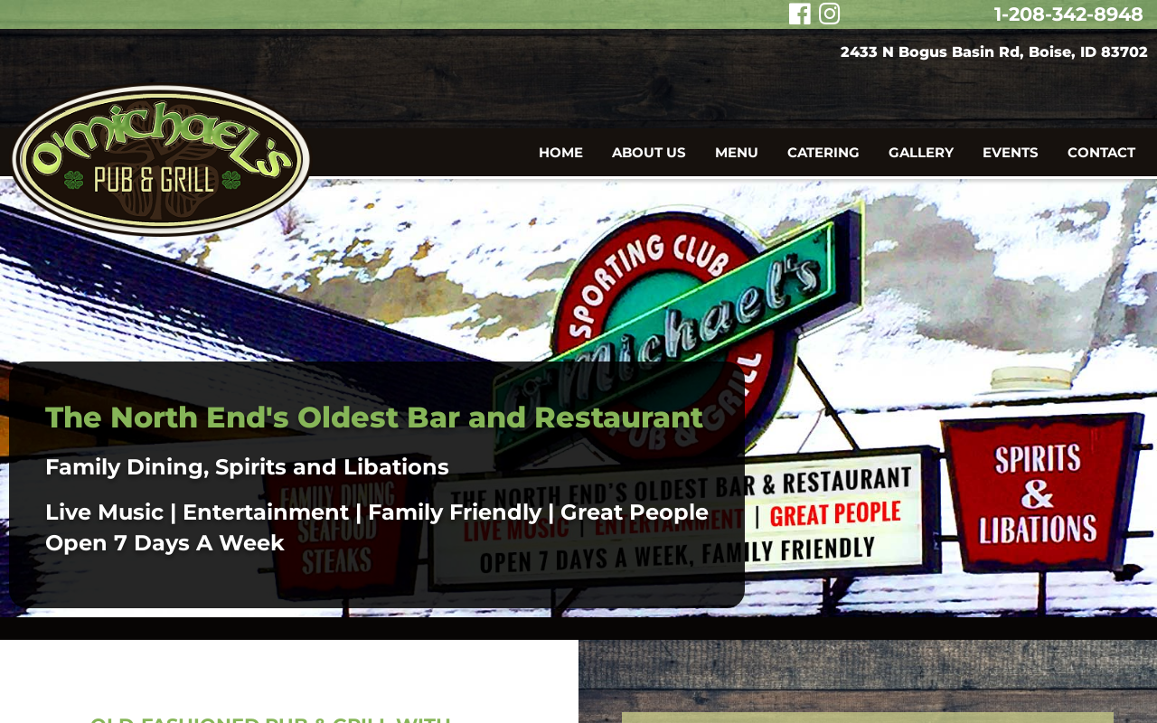 O'Michael's Pub & Grill — screenshot of their official website