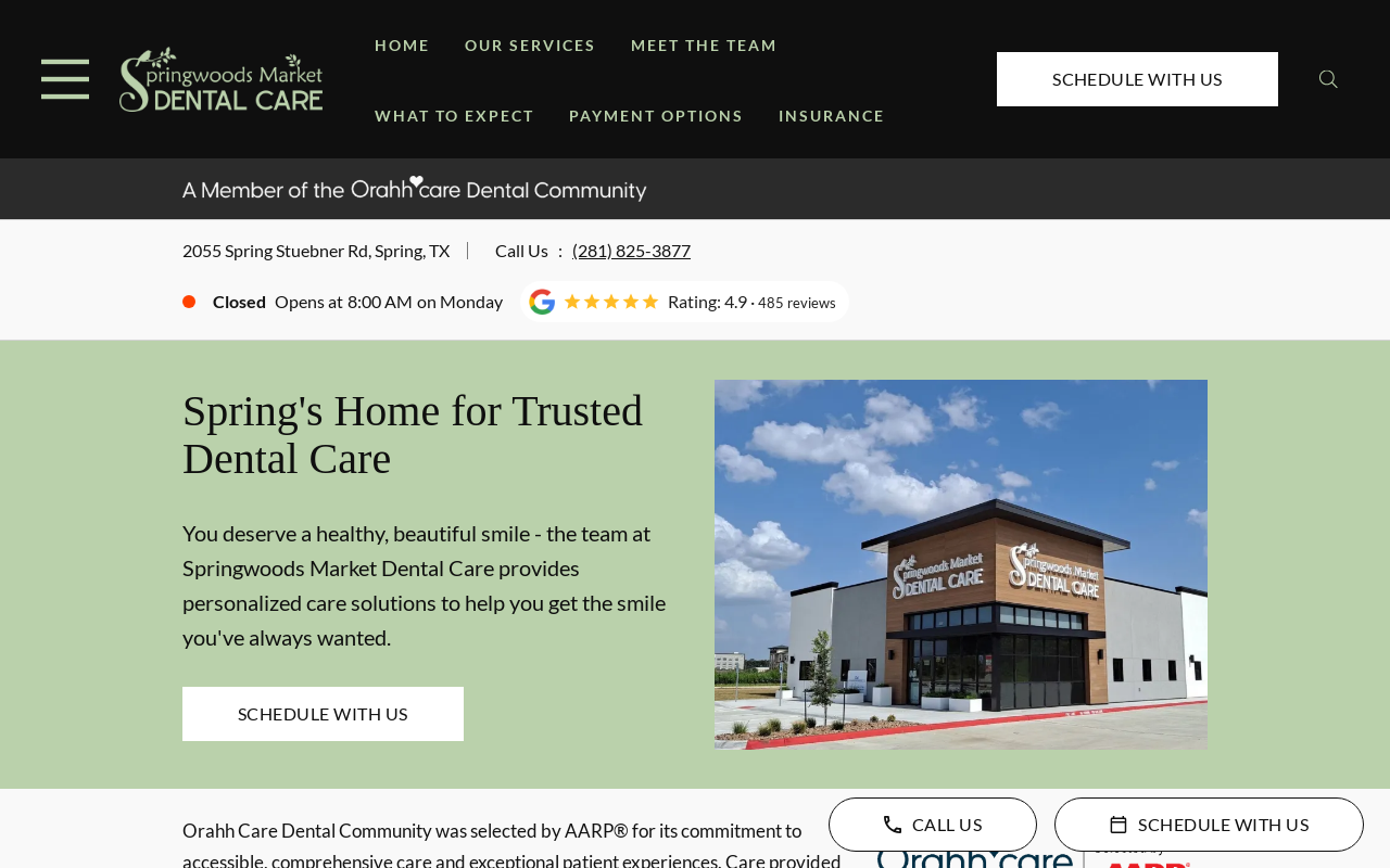 Springwoods Market Dental Care — screenshot of their official website
