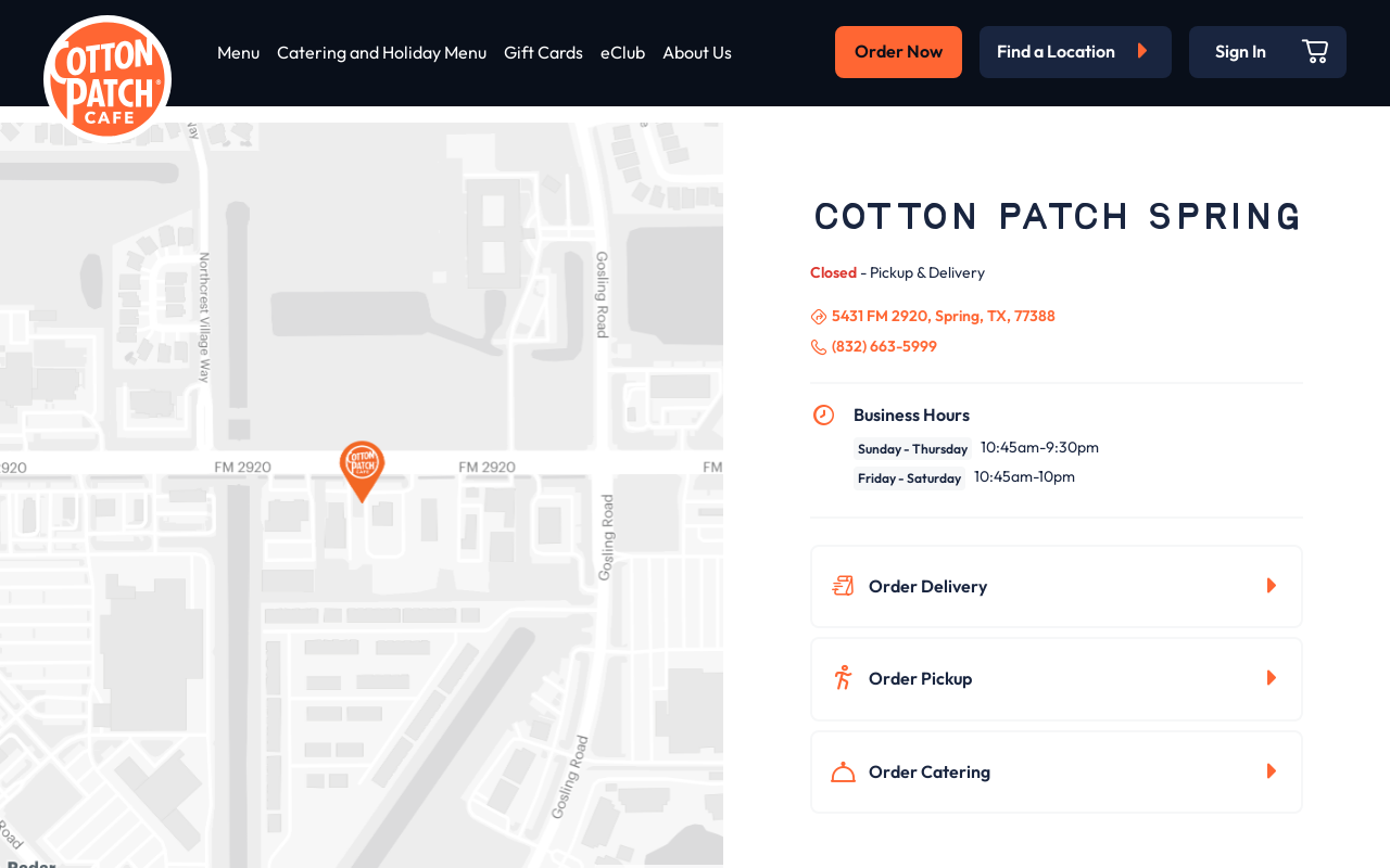 Cotton Patch Cafe — screenshot of their official website