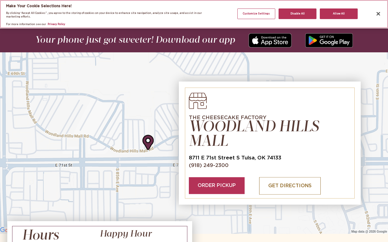 The Cheesecake Factory — screenshot of their official website