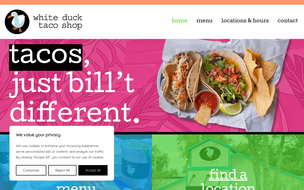 White Duck Taco Shop — screenshot of their official website