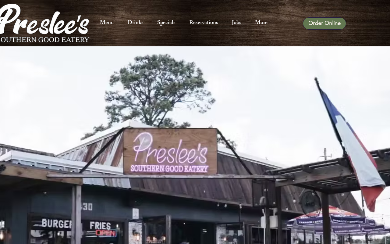 Preslee's Southern Eatery — screenshot of their official website